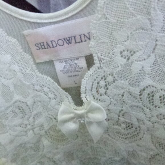 NOS Vintage Shadowline Nylon FULL SWEEP Long Cream Nightgown Gown L SILKY